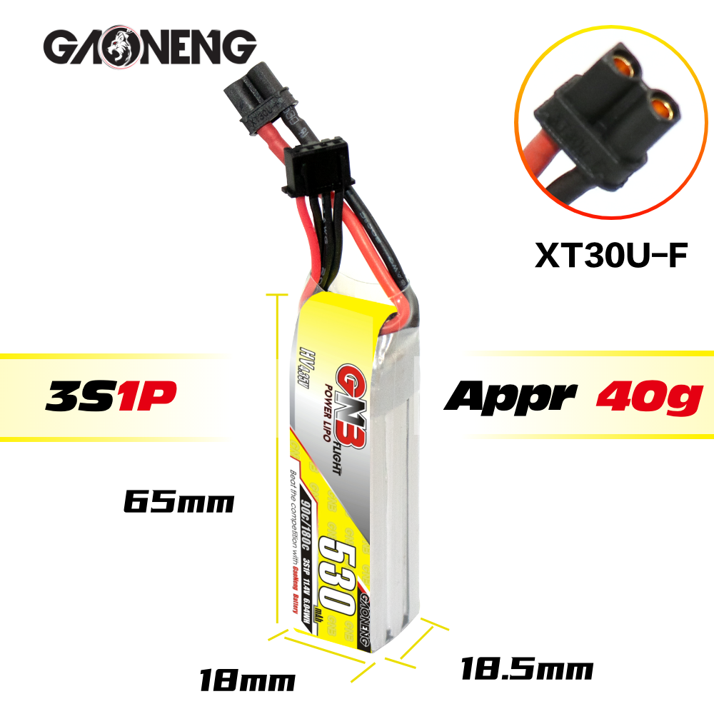 【GNB】Gaoneng 11.4V 530mAh 90C 3S HV 4.35V Lipo Battery